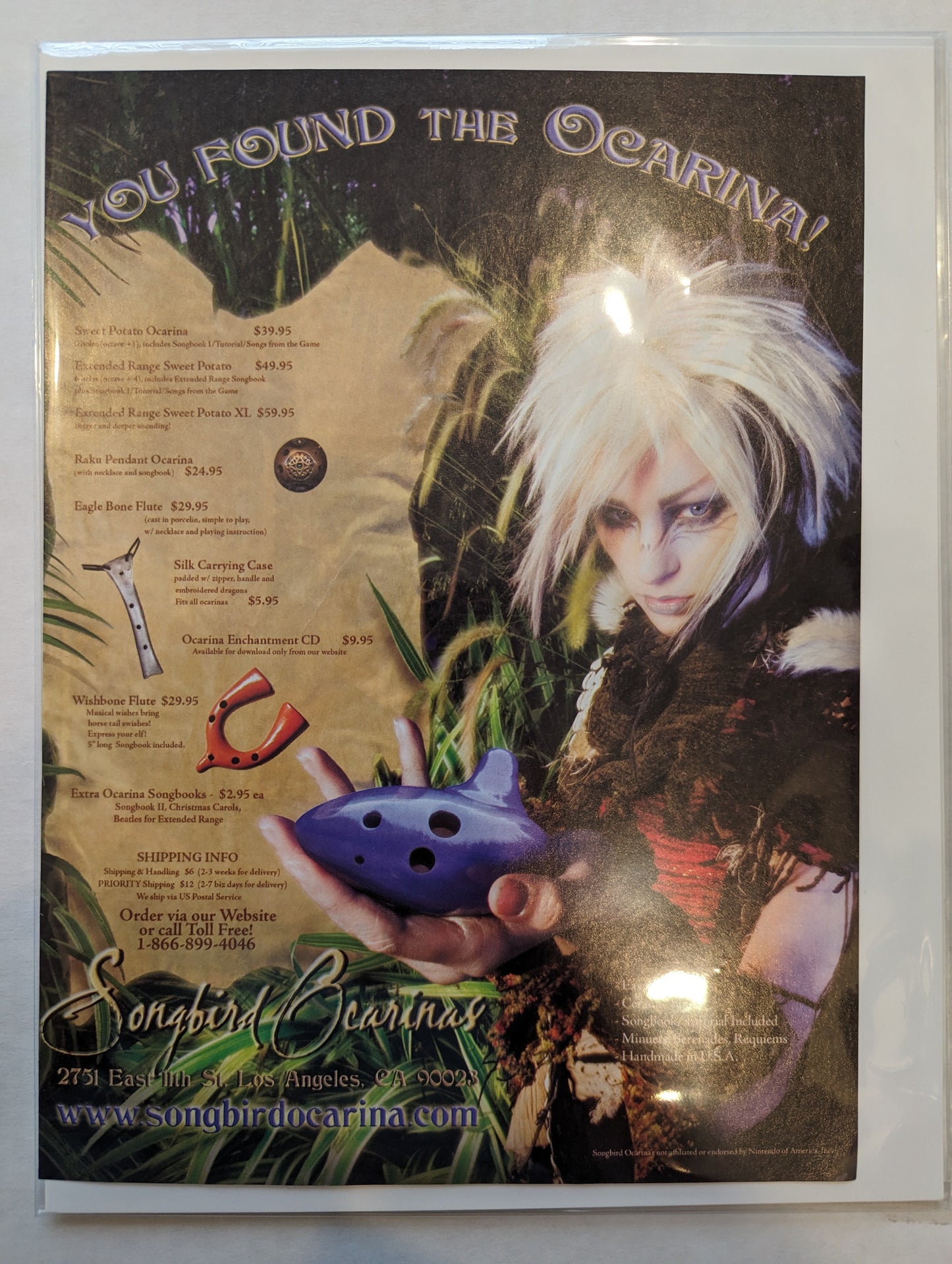 Vintage Gaming Print Ad: Songbird Ocarinas